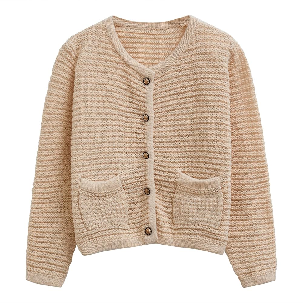 トップス waffle knit cardigan CHICWISH Women Waffle Knit Sweater Cardigan Open Front